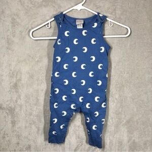 Hanna Andersson Moon Print Romper 75cm US 12-18 Months Blue Cotton Baby Coverall